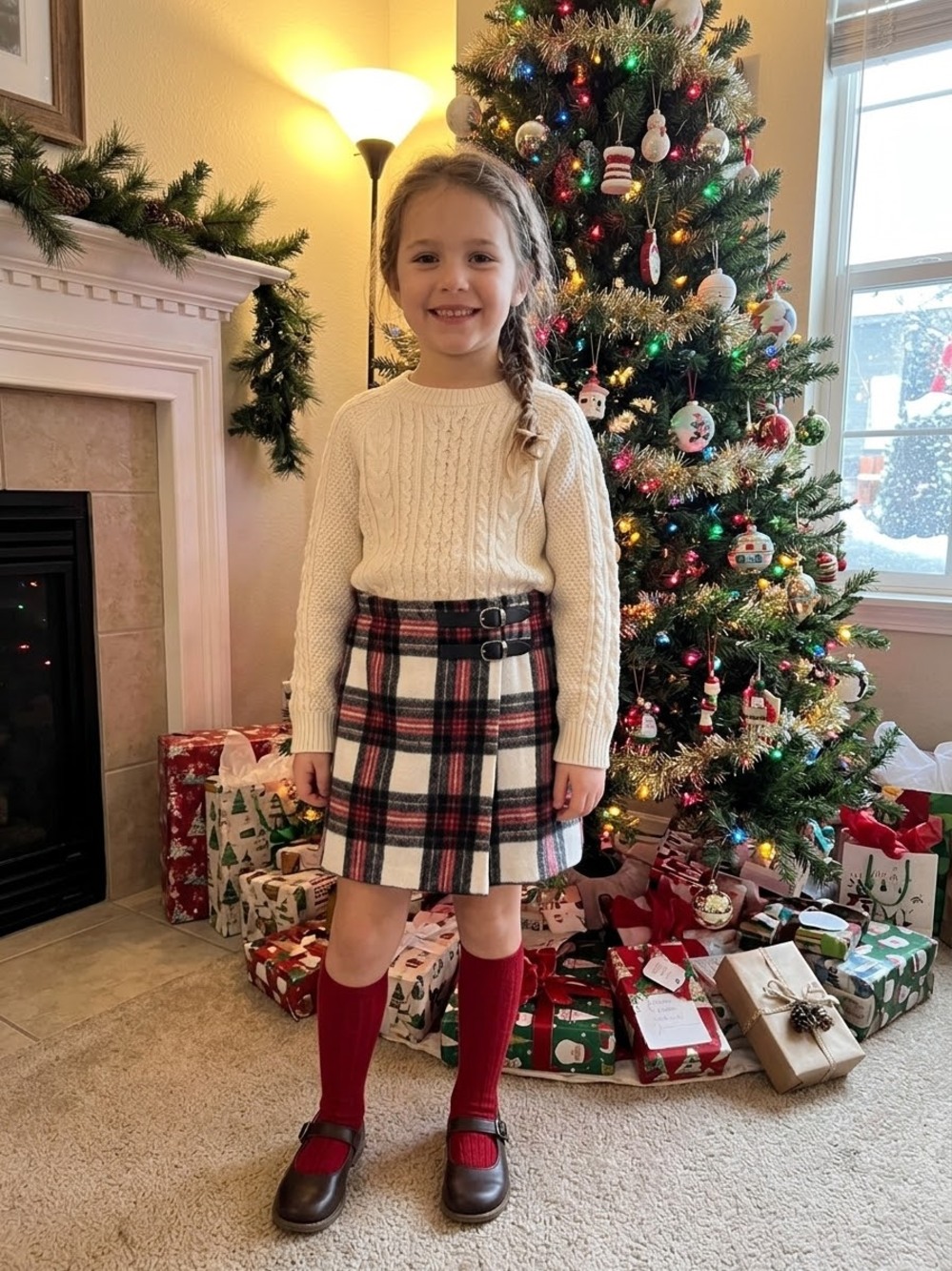 Charming Copper Key Girls Plaid Wrap Front Skort NWT
